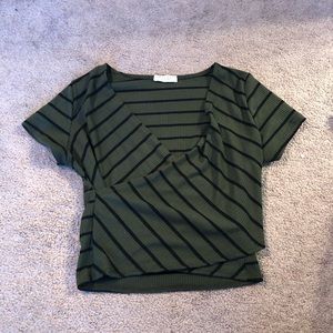 Striped crossover crop top